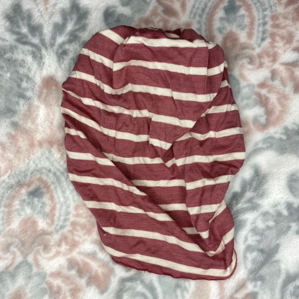 Striped deep pink and White Turban Headwrap